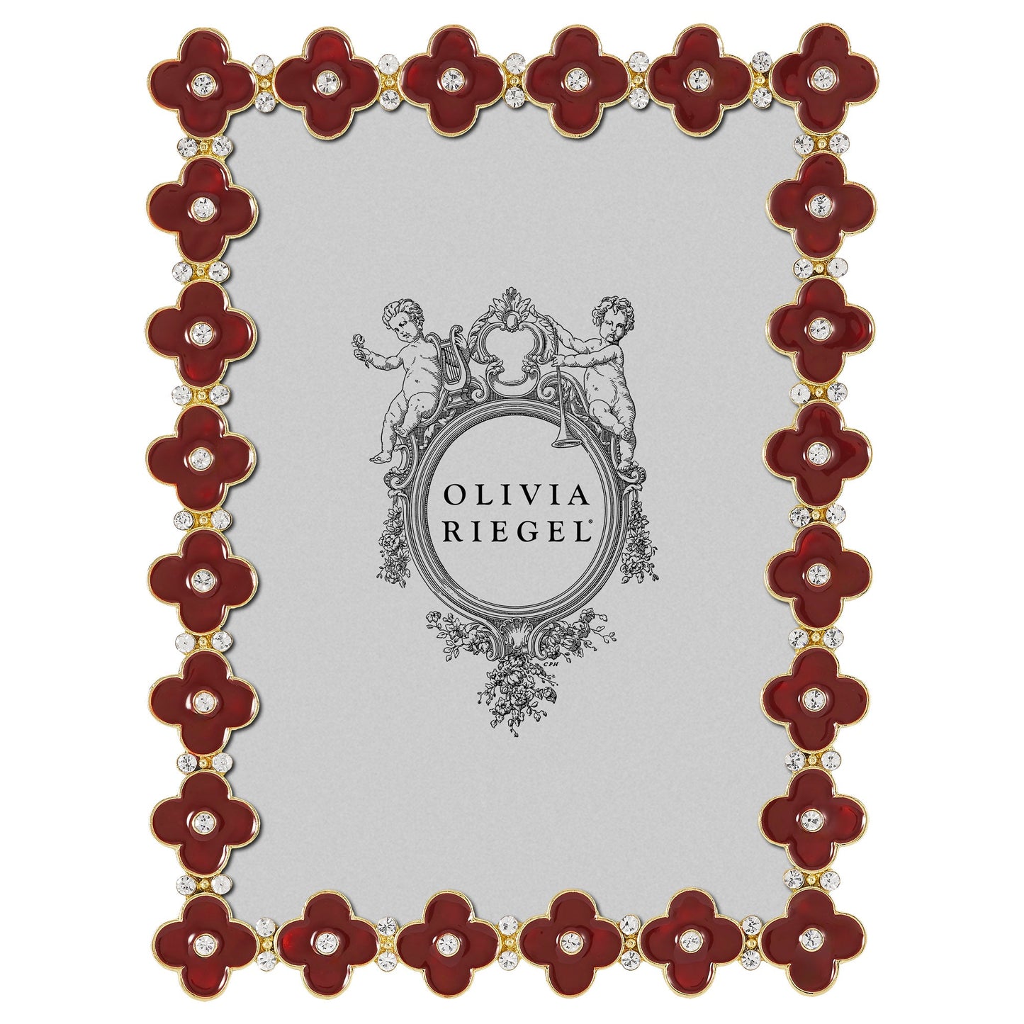 Gold Crimson Enamel Clover 5" x 7" Picture Frame
