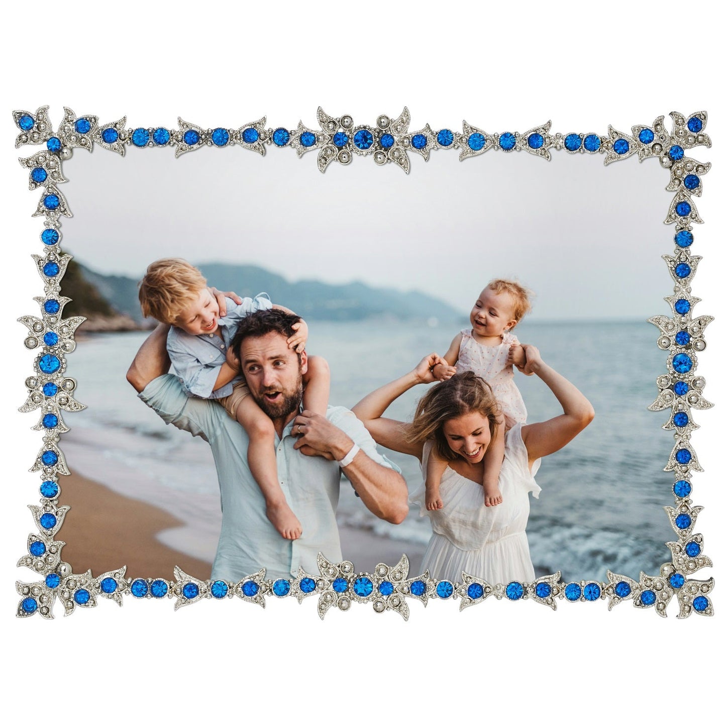 Luxembourg 5" x 7" Picture Frame with Capri Blue Stones
