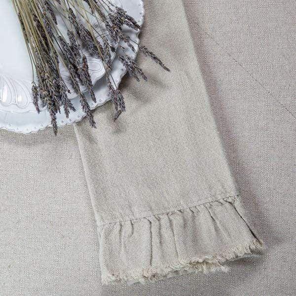 Provence Natural Ruffle & Fringe Linen Towel