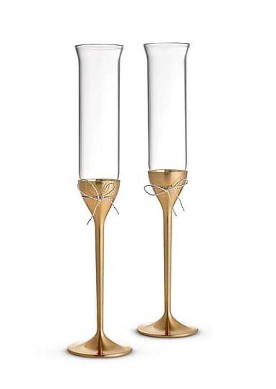 Love Knots Gold Flute Pair