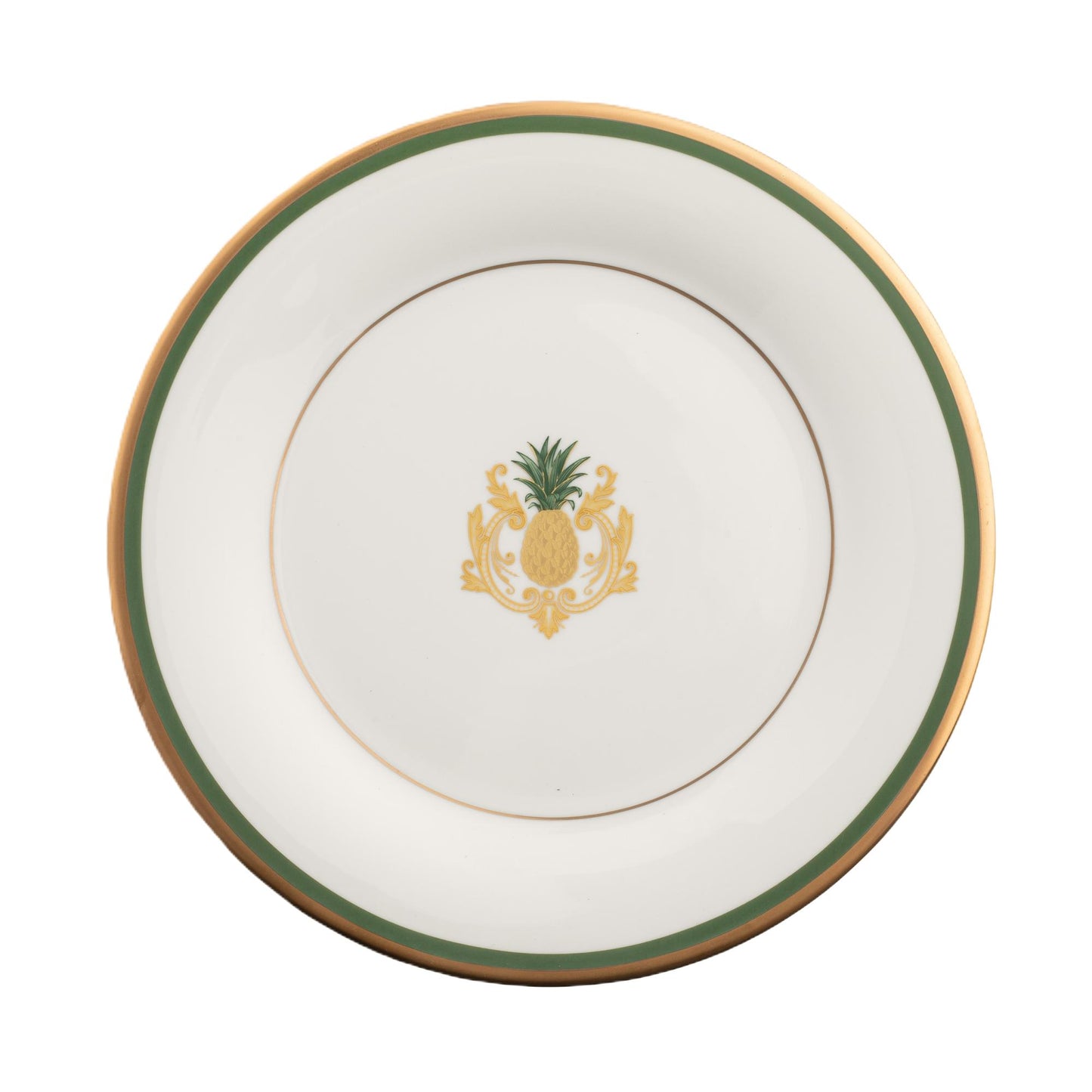 Motif Center Well Charger Plate Gold and Green Band