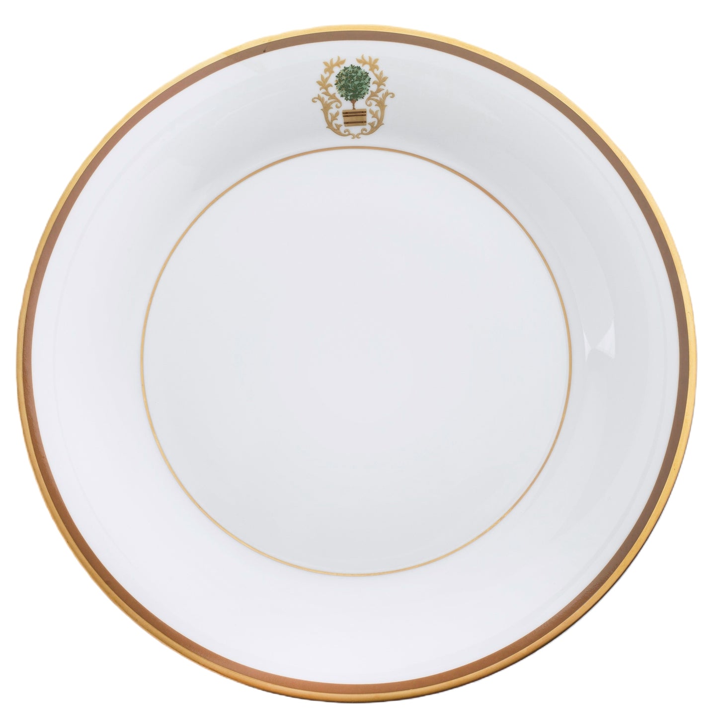 Motif On Rim Charger Plate Gold and Brown Band