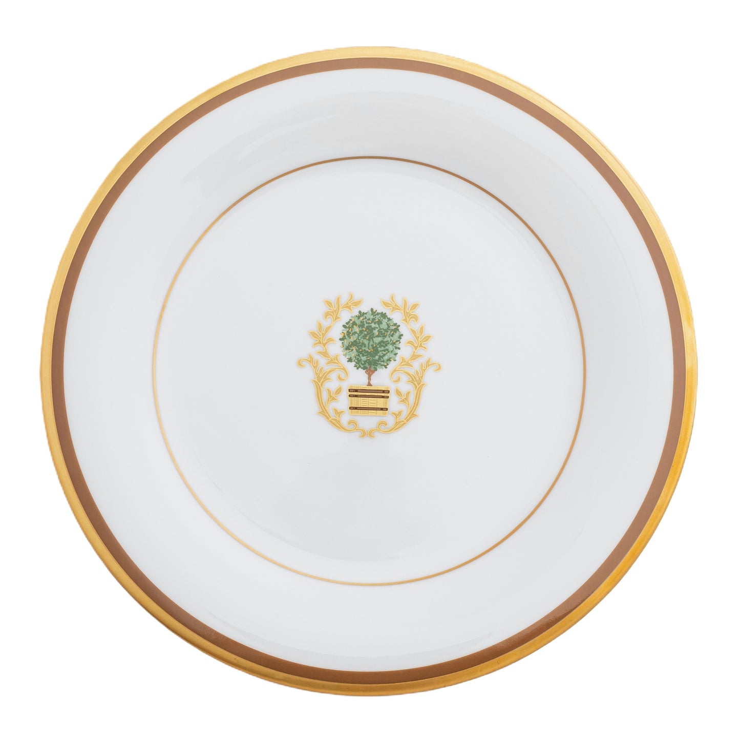 Motif on Center Well Salad Gold and Brown Band
