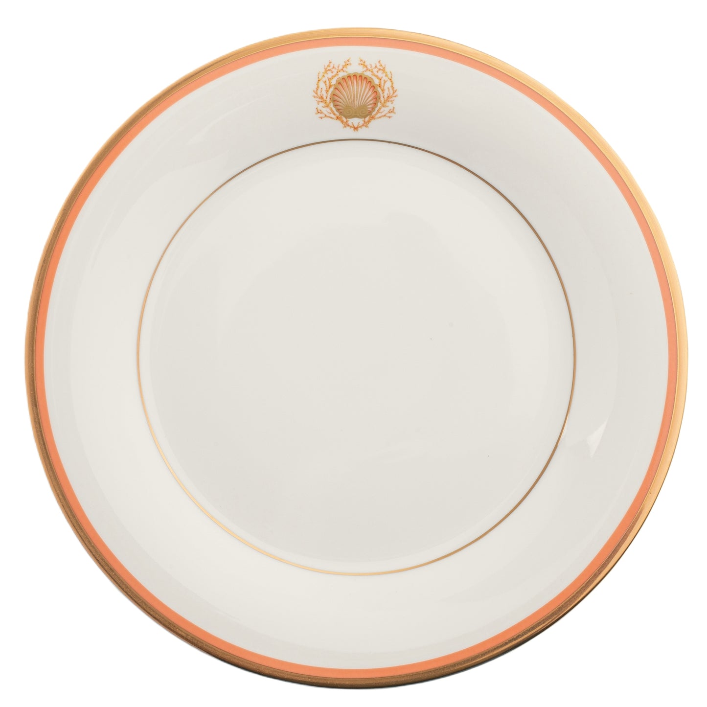 Motif on Rim Gold and Coral Band-Dinner Plate