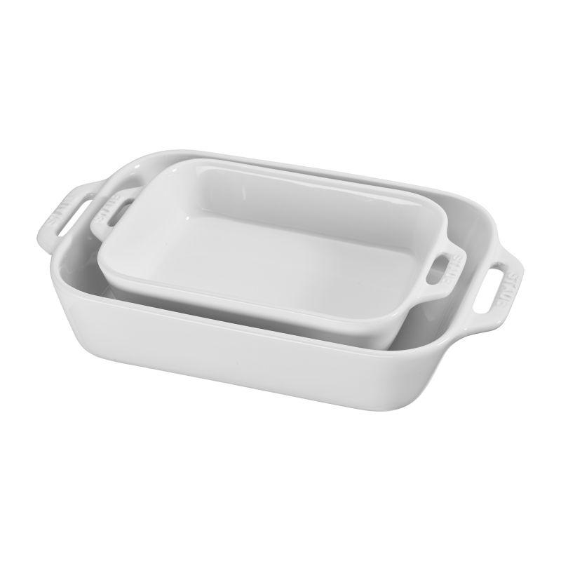 2Pc Rectangular Baking Set-White