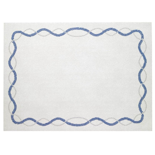 Blue & Silver Rectangle Mat - Set of 4