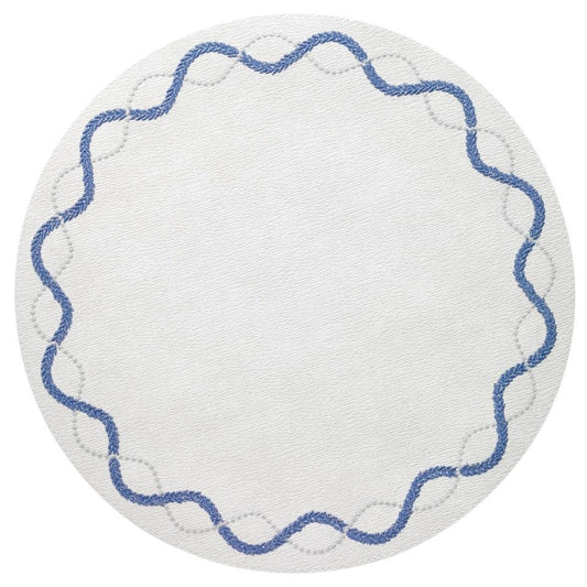 Blue & Silver Round Mat - Set of 4