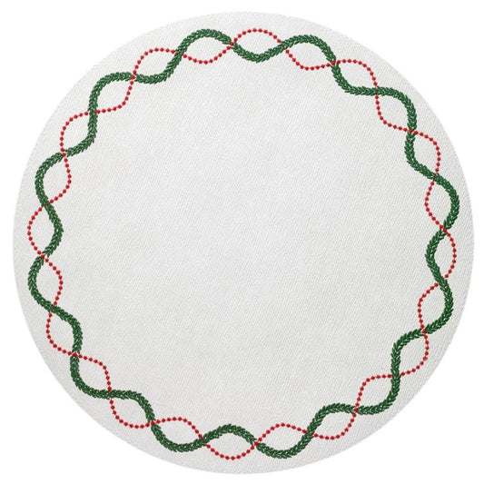 Red & Green Round Mat - Set of 4