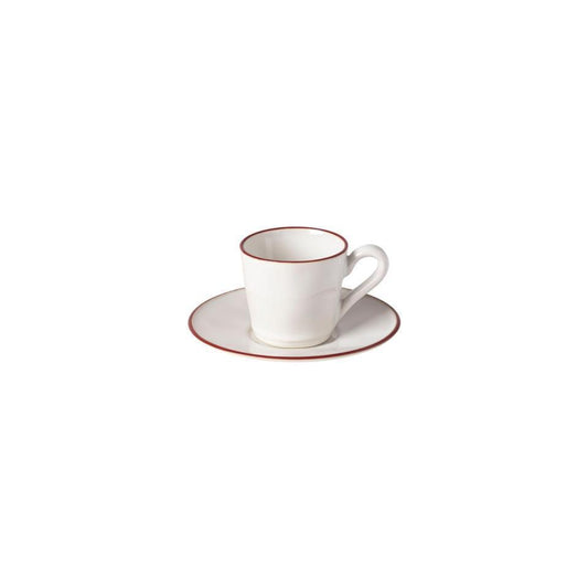 Coffee Cup and Saucer 3 oz., White-red