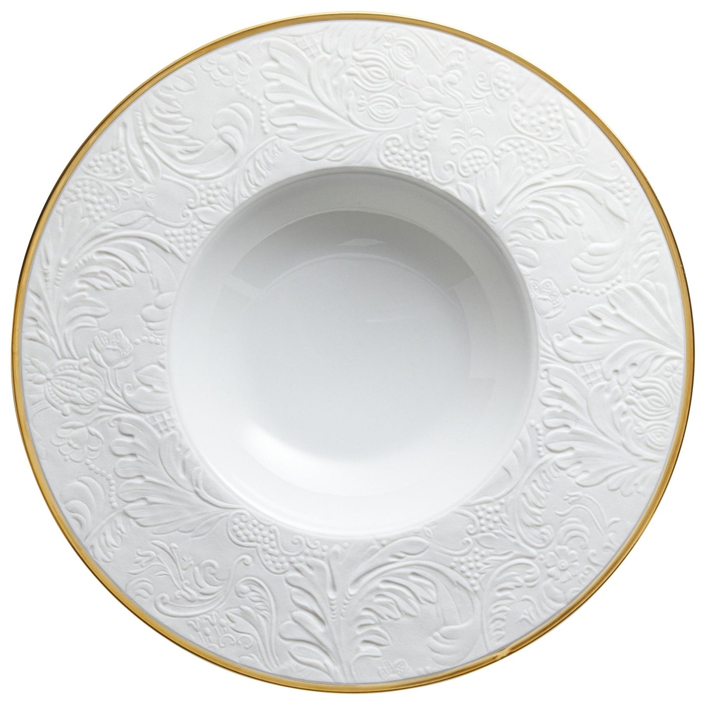 Gold - French Rim Soup Plate w/Engrvd Rim 10.6 in Ctr 5.5 in 9 oz