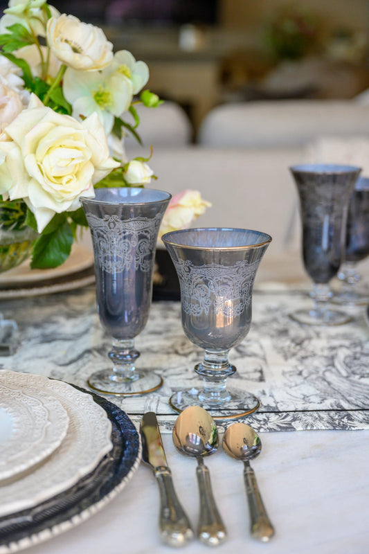 Rialto Borghese Etched Gray Water/Wine