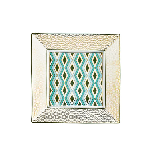 Raynaud Mosaic - Square Trinket Tray Babylone Green 6.69 x 6.69 in in a gift box