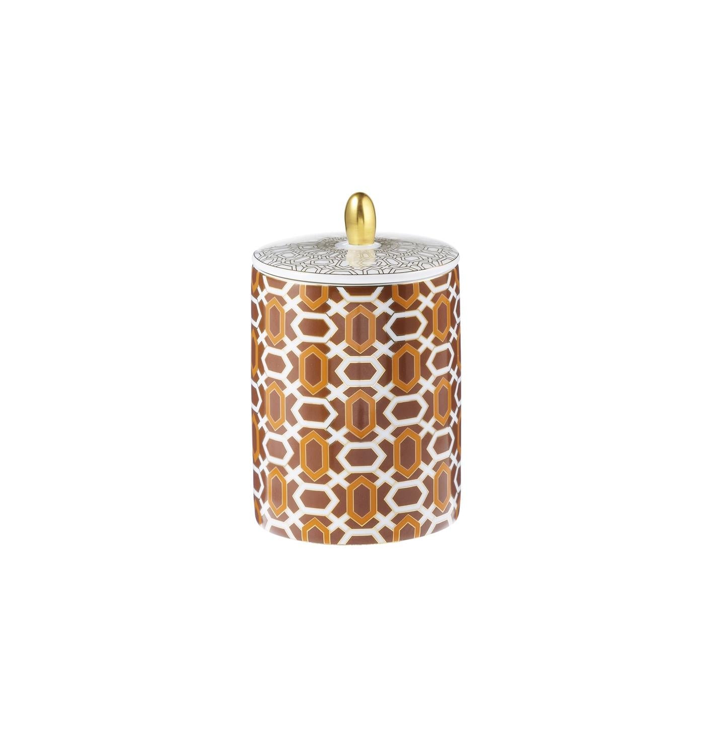 Raynaud Mosaic - Candle box(Lid & knob in porcelain) Alhambra orange 3.97 in