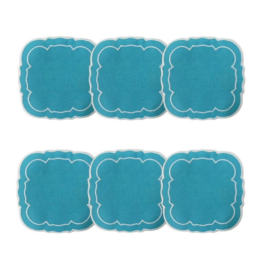 Turquoise / White - Boxed Set of 6