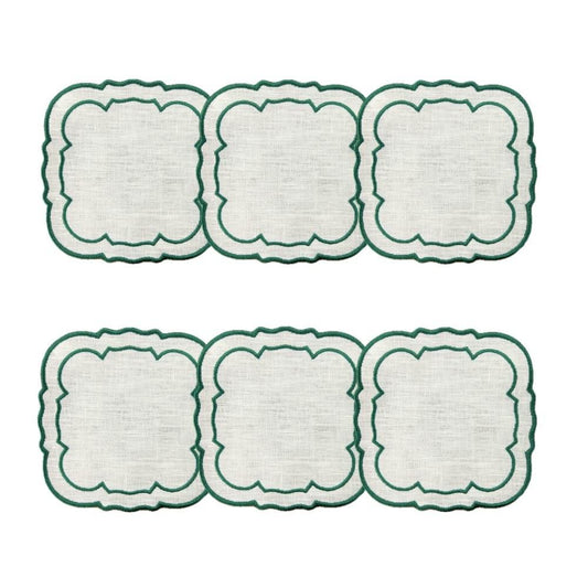 White w/Green - Boxed Set of 6