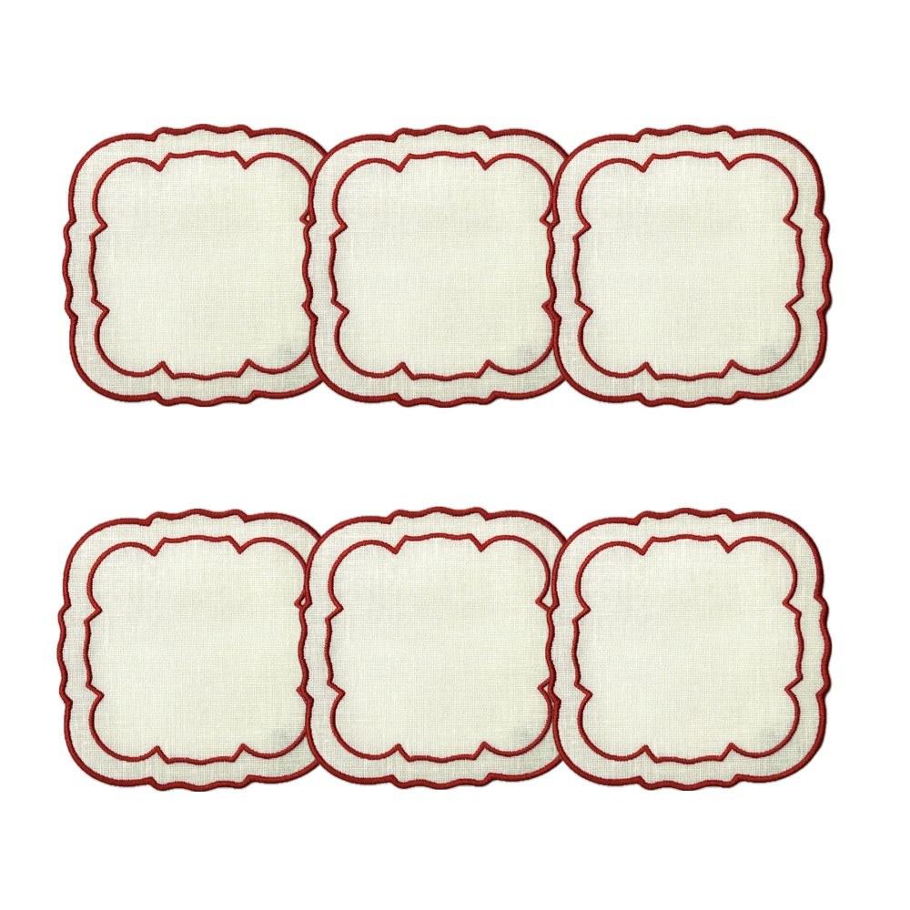White w/Red - Boxed Set of 6