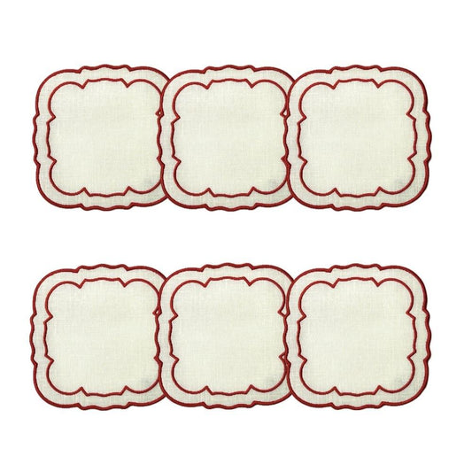 White w/Red - Boxed Set of 6