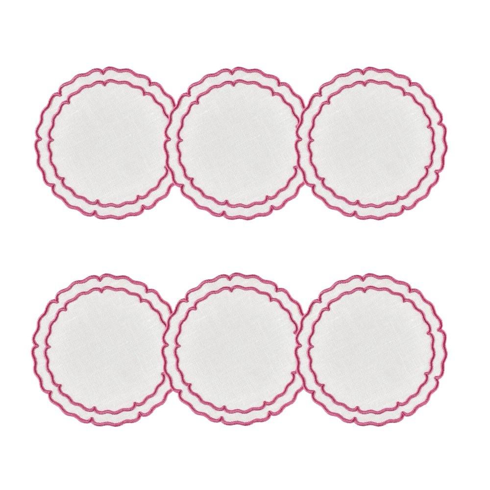 White with Fucshia - Boxed Set of 6