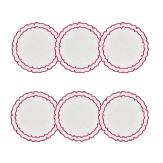 White with Fucshia - Boxed Set of 6