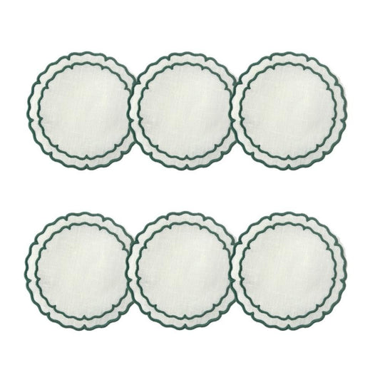 White with Green - Boxed Set of 6