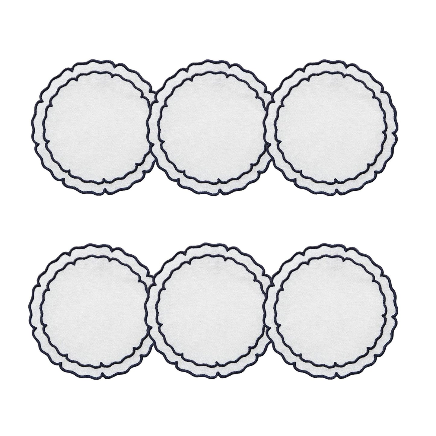 White with Navy - Boxed Set of 6