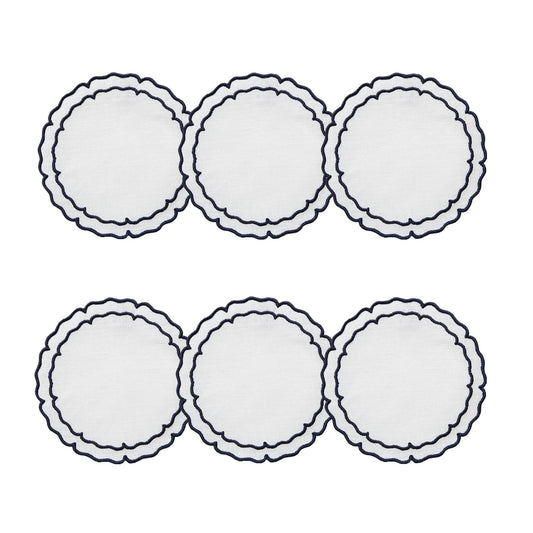 White with Navy - Boxed Set of 6