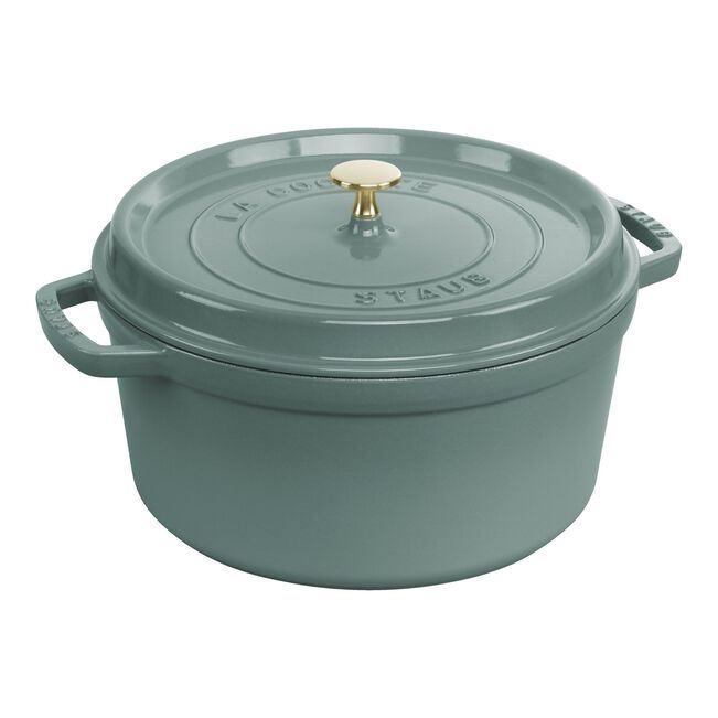 Staub Cast Iron 7 qt, Round, Dutch Oven, Eucalyptus