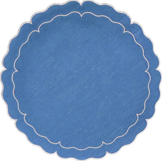 Scalloped Round Placemat with Embroidery set/2