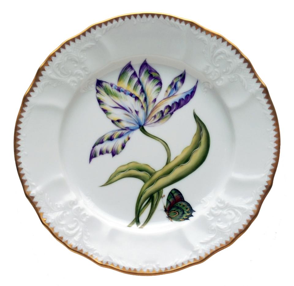 Yellow, Green, Purple & Blue Tulip Salad Plate