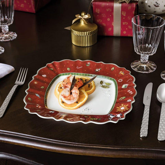 Toy's Delight Square Dinner Plate- Red