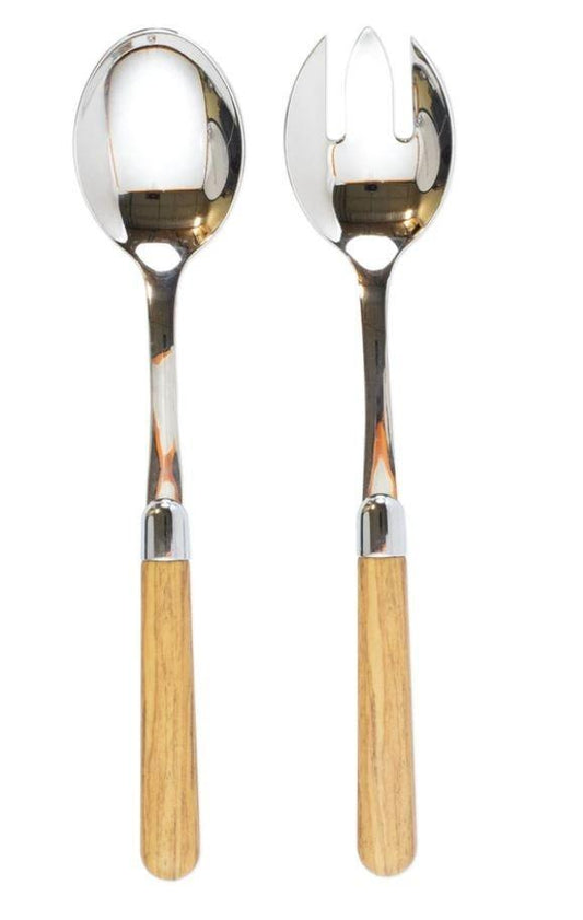 Oak Salad Server Set