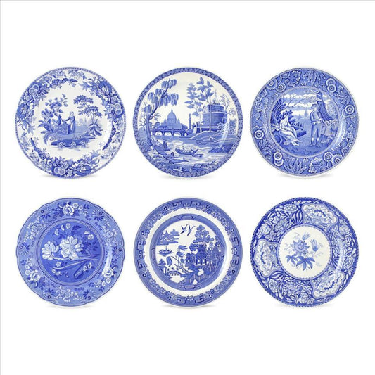 Set of 6 Georgian Plates Assorted  (Blue Room)