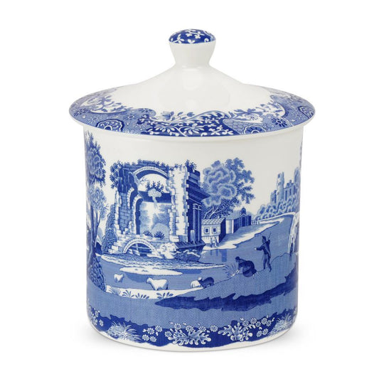 BLUE ITALIAN STORAGE JAR 7.5"
