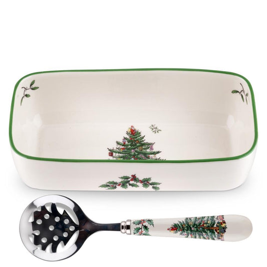 Cranberry Server with Slotted Spoon