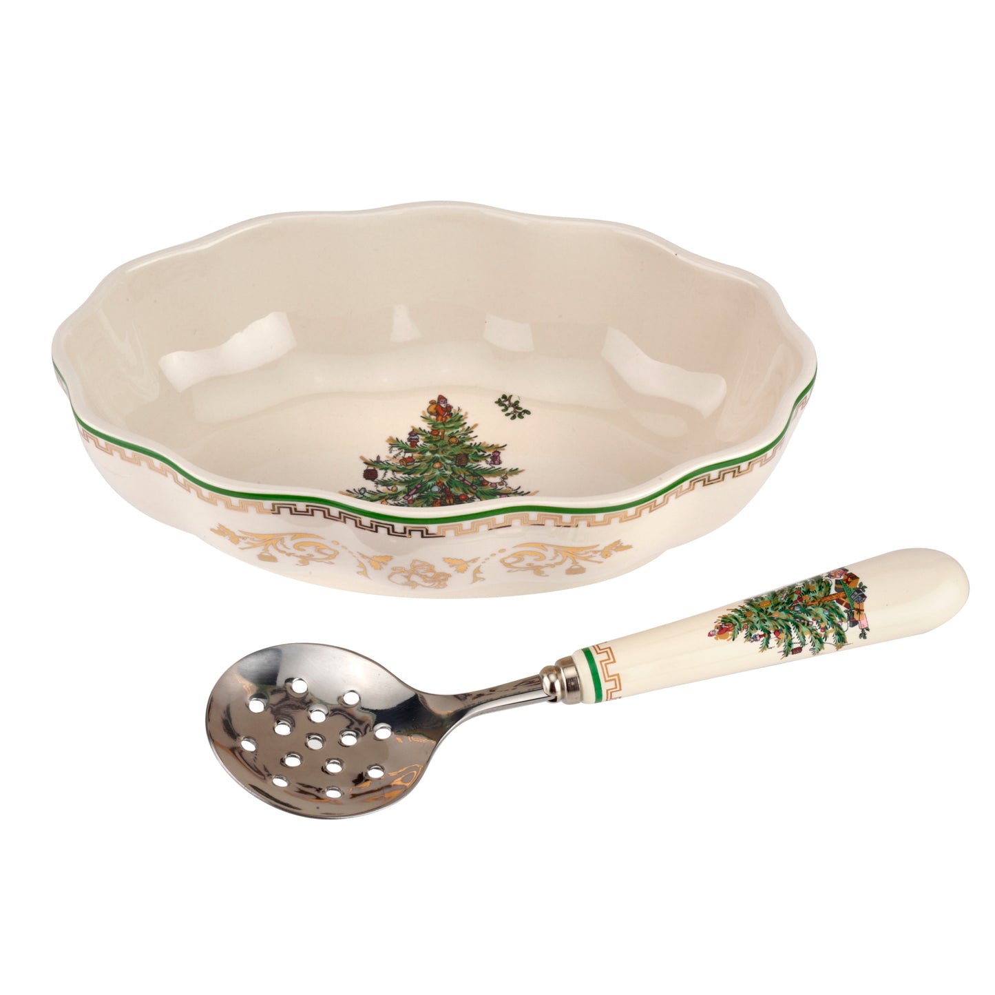 Gold Cranberry Dish & Server