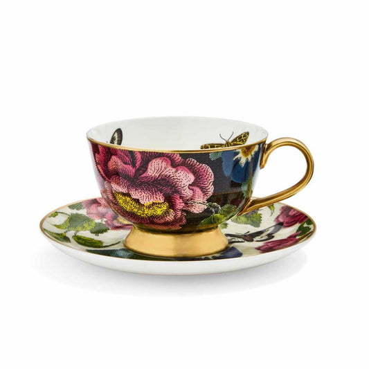Creatures of Curiosity TEACUP & SAUCER CPE(BLK/CREAM)