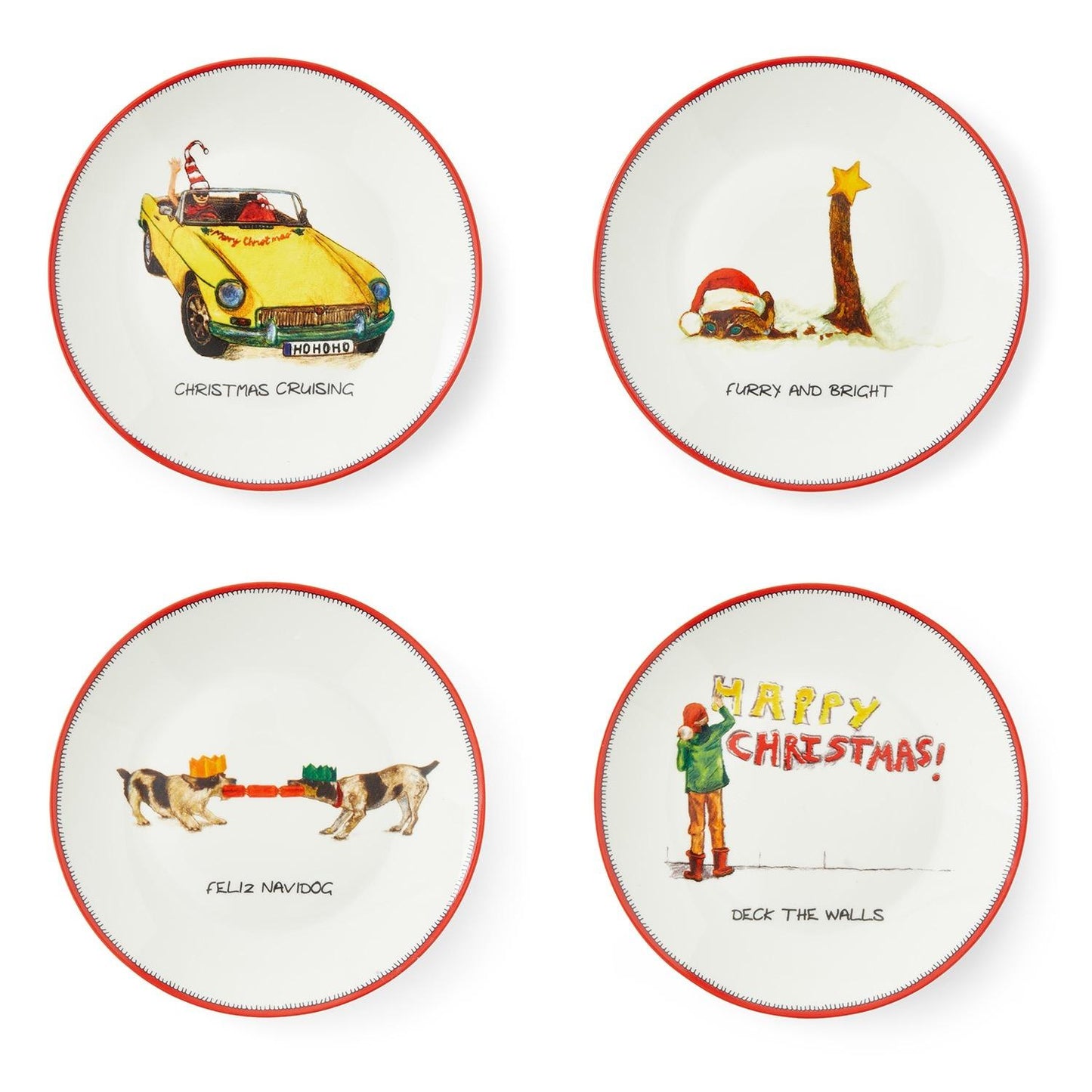 Doodles S/4 Tidbit Plates 6"