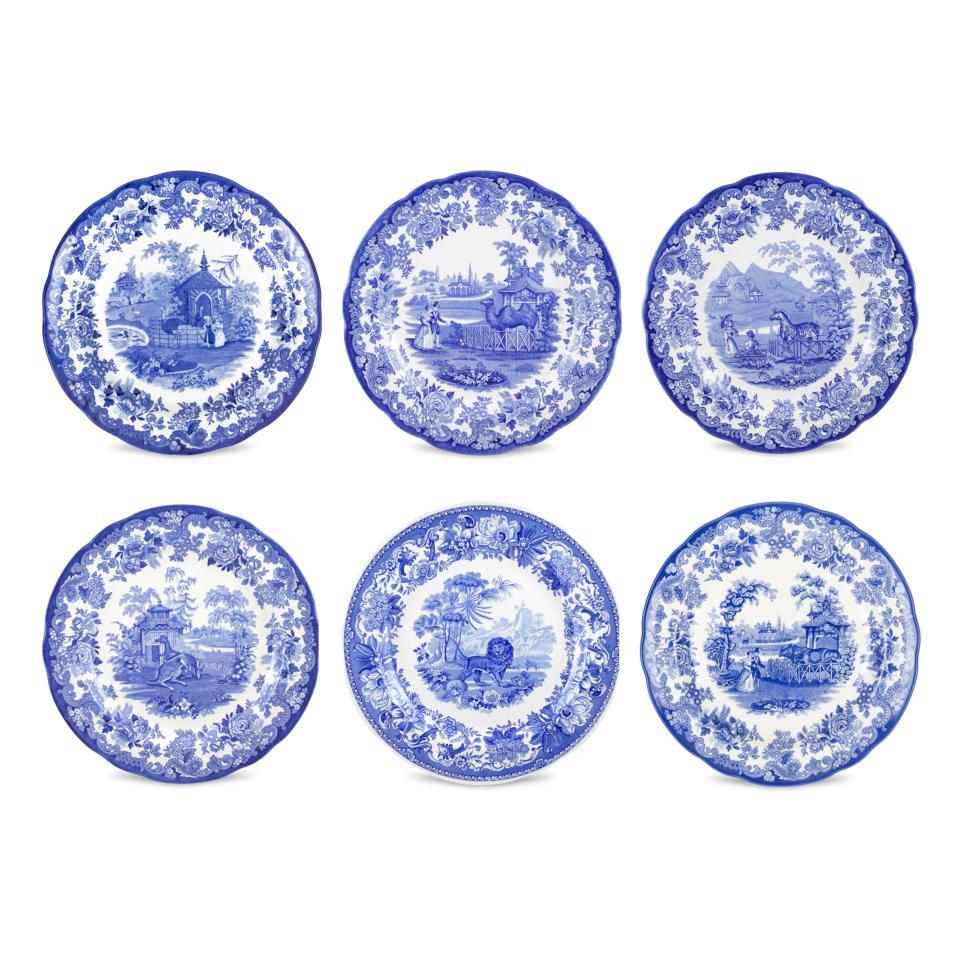 Set of 6 Zoological Plates Assorted (Blue Room)