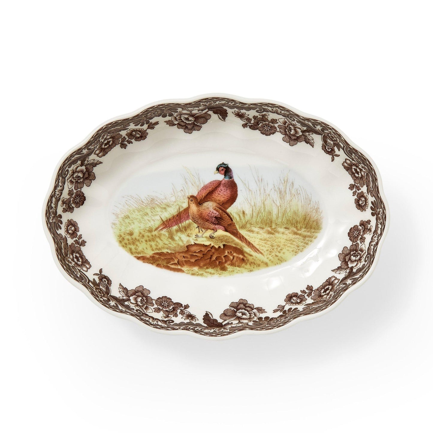 Pheasant Oval Fluted Dish 6"