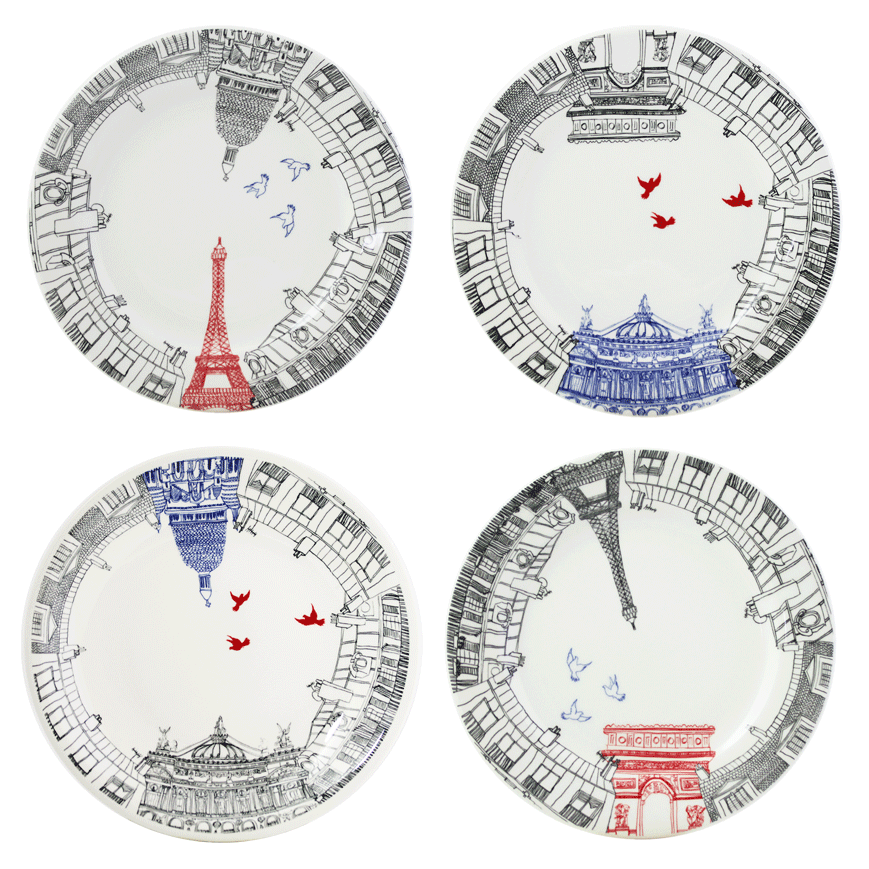 assorted Dessert Plates, Set of 4