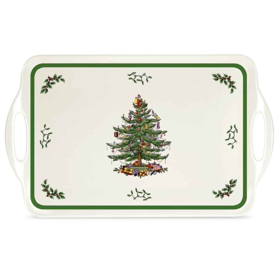 Christmas Tree Large Melamine Handled Tray