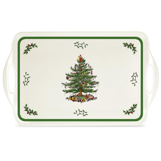 Christmas Tree Large Melamine Handled Tray