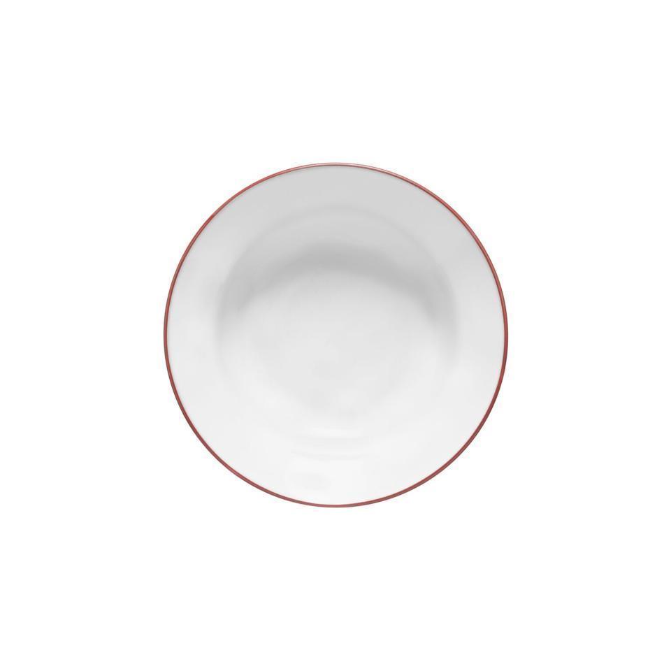 Soup/Pasta Plate 8", White-red