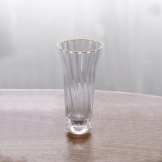 Audrey Stemless Flute with Gold Rim Set of 4 (Clear and Gold)