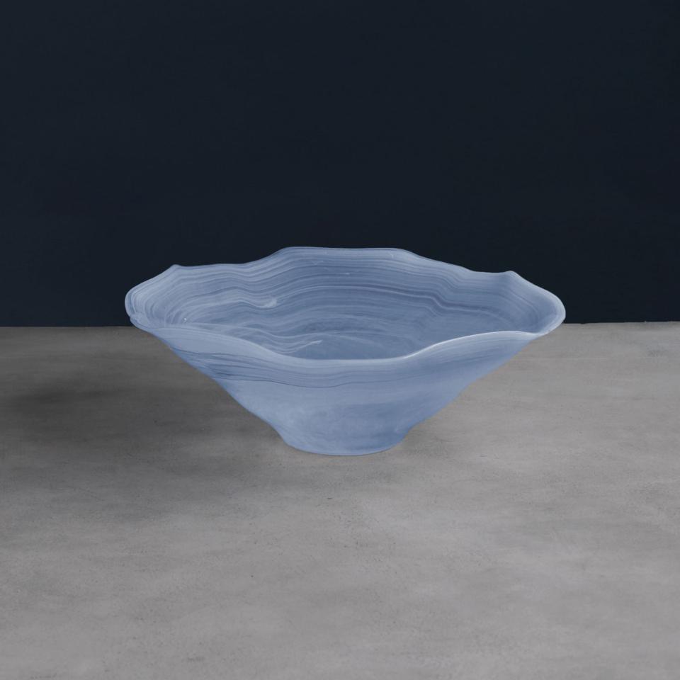 Alabaster Wave Large Bowl (Clear and Blue)