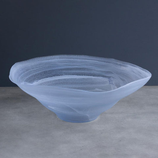 Alabaster Wave Extra Large Bowl (Clear and Blue)