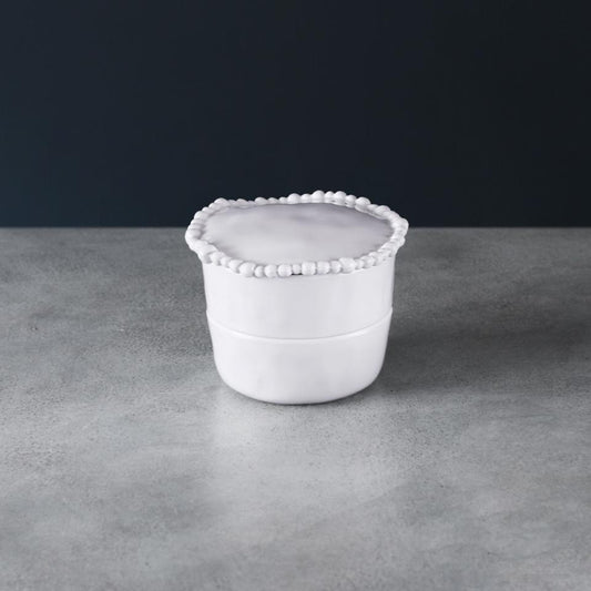 Alegria Stackable Salt-Pepper Cellar with Lid (White)