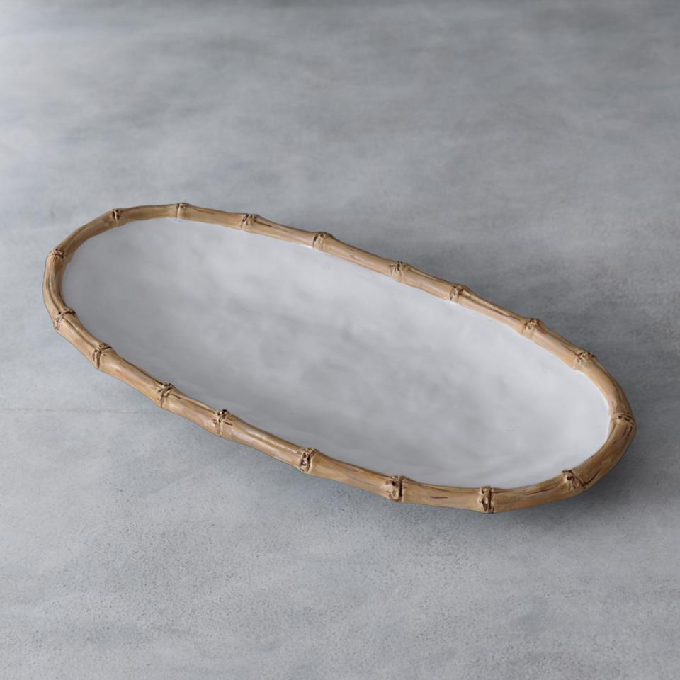 Bamboo Medium Oval Platter (White and Natural)