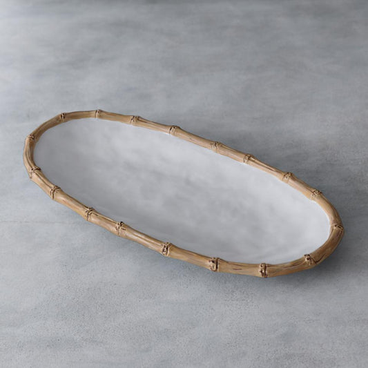 Bamboo Medium Oval Platter (White and Natural)