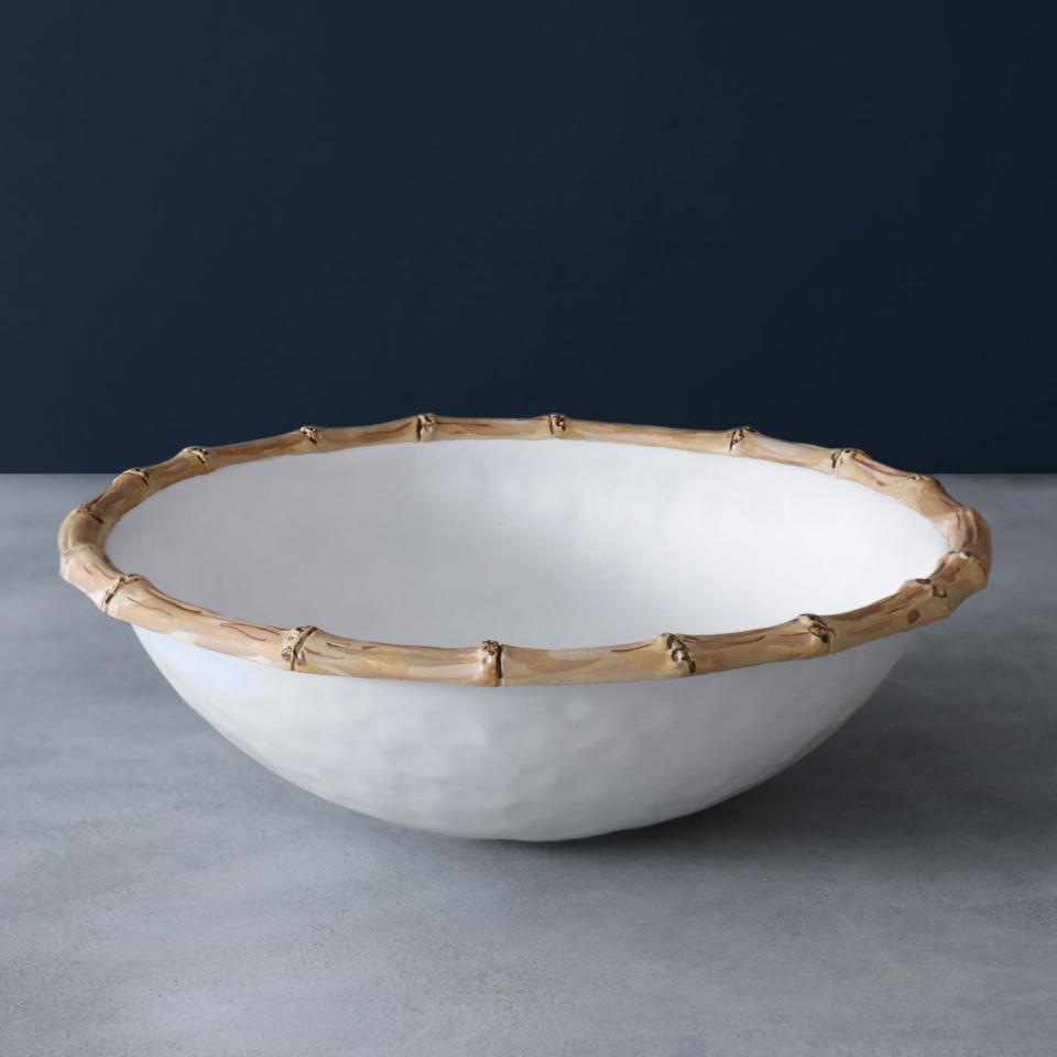 Bamboo Large Salad Bowl (White and Natural)